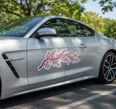Sticker voiture branche florale japonaise - TenStickers