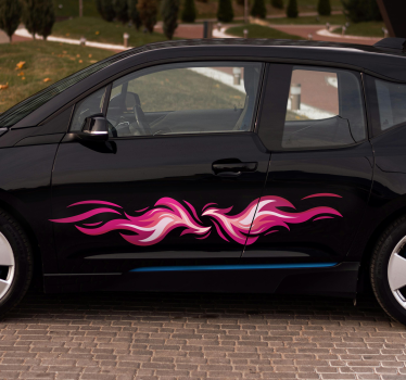Sticker voiture ensemble de flammes roses tribales - TenStickers