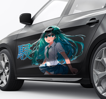 Autocollant voiture fille manga texte japonais - TenStickers