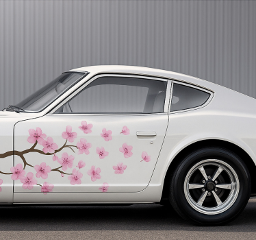 Sticker voiture fleur de cerisier rose - TenStickers