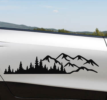 Sticker voiture forêt de montagne monochrome - TenStickers