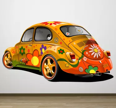 Sticker mural salon vintage voiture hippie - TenStickers