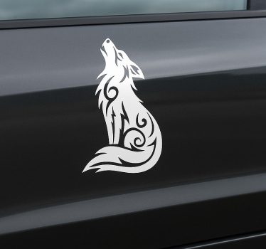 Sticker voiture loup alpha sauvage assis - TenStickers