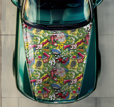 Sticker voiture multicolore pour la capuche - TenStickers