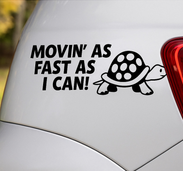 Sticker voiture tortue drôle et lente - TenStickers