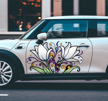 Sticker voiture tulipes colorées - TenStickers