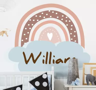 Stickers chambre bébé arc-en-ciel marron personnalisable - TenStickers