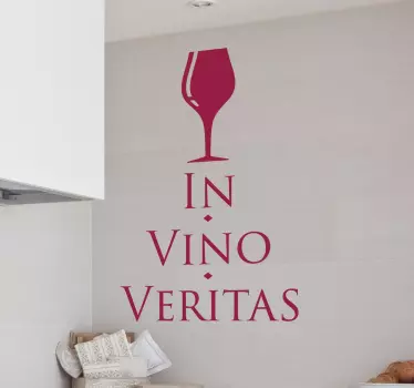 Sticker cuisine citation latine in vino veritas - TenStickers