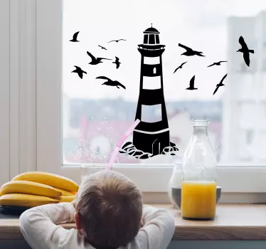 Sticker fenêtre phare monochrome - TenStickers