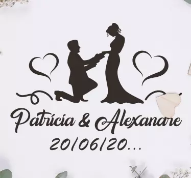 Sticker mariage prénom et date fiançailles - TenStickers