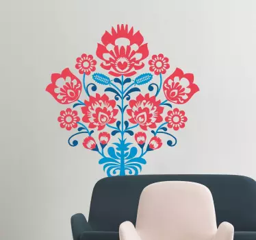 sticker mural fleurs roses et bleues - TenStickers