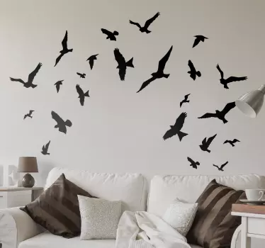 Sticker mural salon oiseaux en groupe - TenStickers