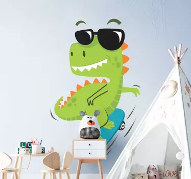 Sticker dinosaure avec des lunettes - TenStickers