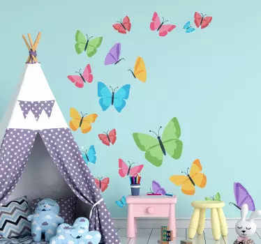 Sticker papillons colorés volant pour chambre enfant - TenStickers