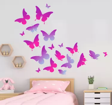 Sticker papillons violets papillon volant - TenStickers