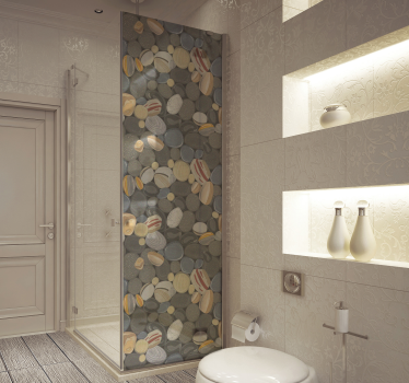 Sticker paroi de douche salle de bain galet pierre - TenStickers