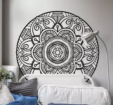 stickers voiture fleurs Mandala noir et blanc bohème - TenStickers