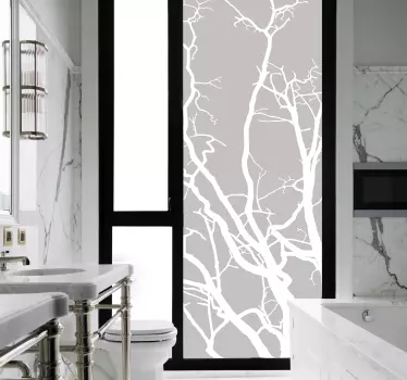 Sticker salle de bain translucide branches arbre - TenStickers