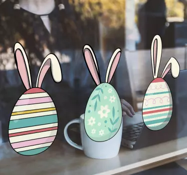 Vitrophanie vitrine 3 conception de lapin pour pâques - TenStickers