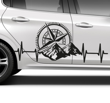 Grand autocollant pour voiture montagnes et boussole - TenStickers