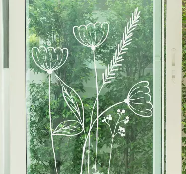 Sticker fenêtre trois fleurs marguerites monochromes - TenStickers