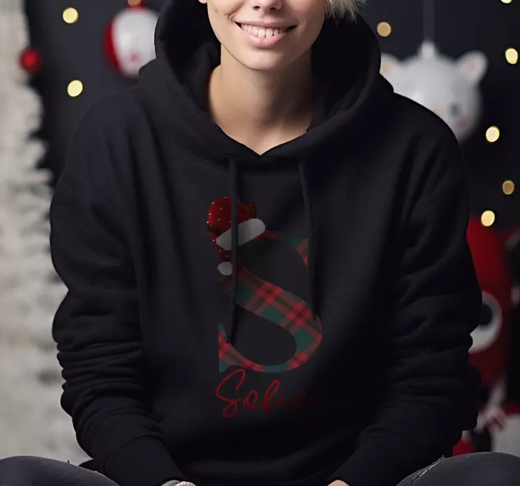 Sweat-shirt de Noël nom et lettre personnalisés - TenStickers