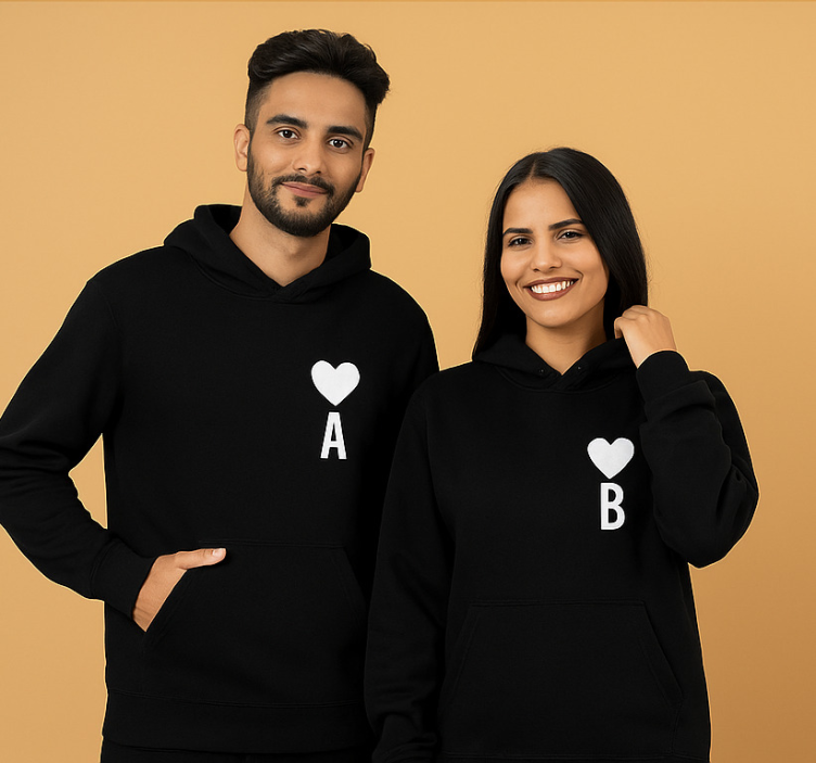 Sweat initiales de nom personnalisées et cœur - TenStickers