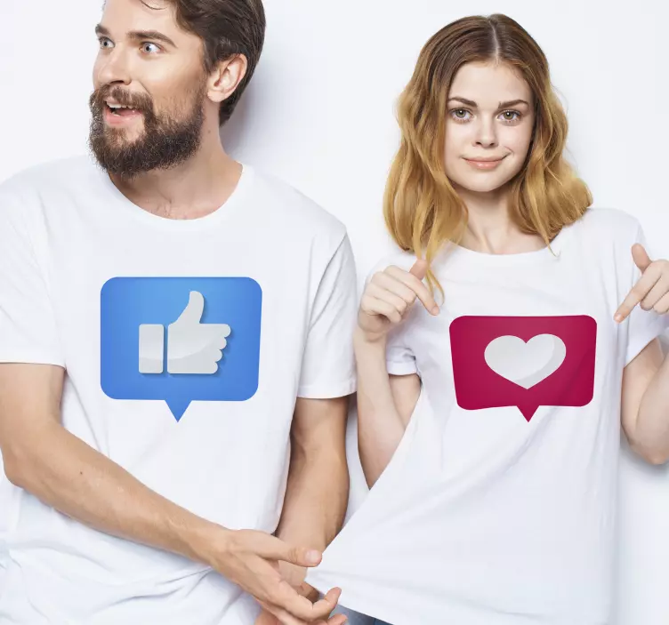T-shirt couple match sur les réseaux sociaux - TenStickers