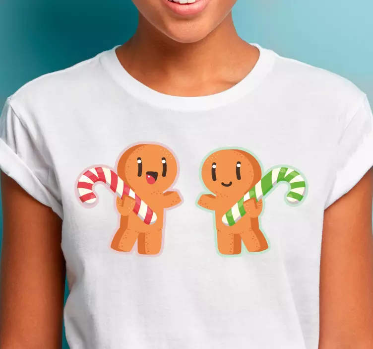 Tee-shirt de Noël bonhommes de gingembre et sucres d'orge - TenStickers