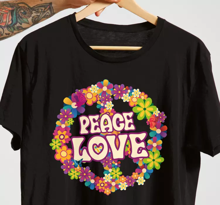 T-shirt personnalisé paix amour et papillons - TenStickers