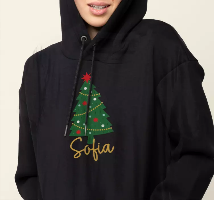 Sweat-shirt de Noël sapin et nom personnalisé - TenStickers