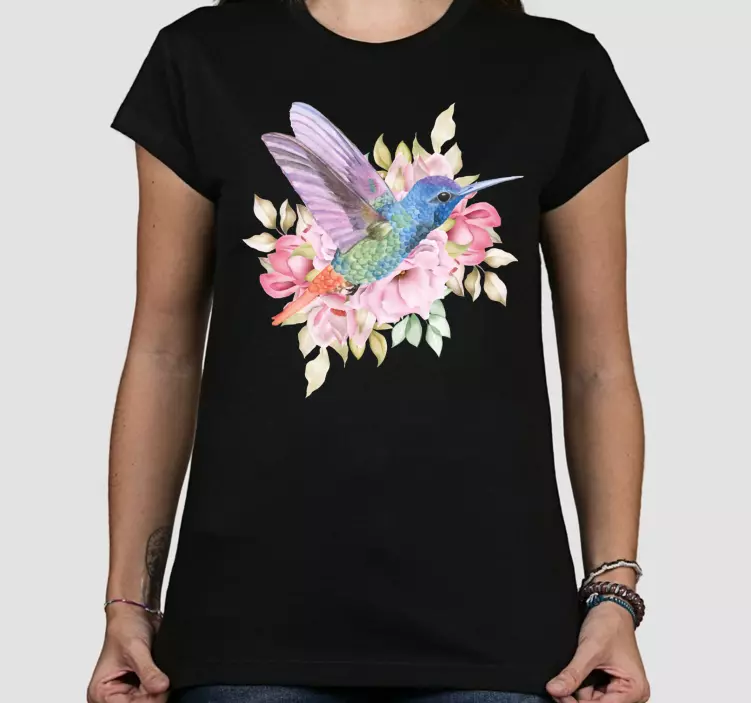 T-shirts colibri floral coloré - TenStickers