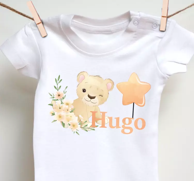 T shirt bebe Lion mignon pour garçon avec nom - TenStickers