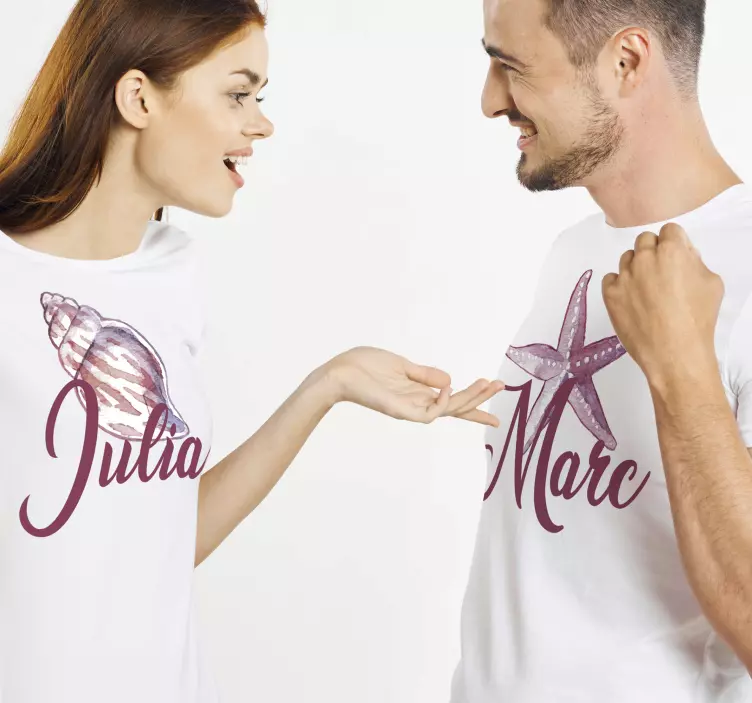 T-shirt couple thème de la mer avec des noms - TenStickers