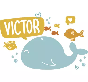 T-shirt poisson Baleine et prénom personnalisable - TenStickers