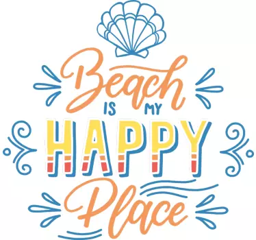 T-shirts mon endroit heureux à la plage - TenStickers
