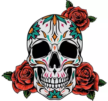 T-shirts crânes colorés avec roses - TenStickers