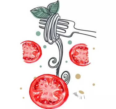 T-shirts fourchette à nouilles avec tomates - TenStickers