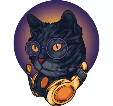 T-shirts chat avec des écouteurs - TenStickers