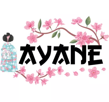 Tee-shirt personnalisé kokeshi fleurs de cerisier - TenStickers