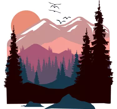 T-shirts scène de coucher de soleil en montagne - TenStickers