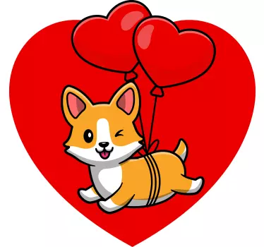 Tee-shirt enfant corgi avec ballons cœur - TenStickers