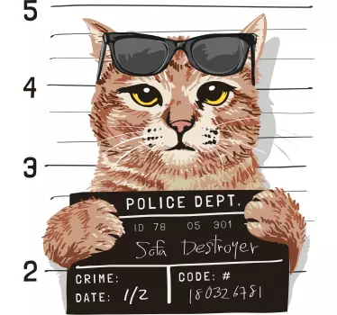 T-shirts style mugshot de chat cool - TenStickers