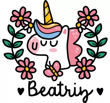 Tee-shirt enfant fleurs de licorne mignonnes - TenStickers