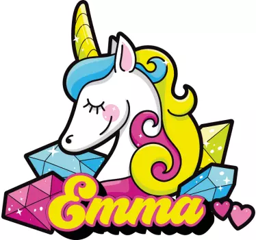 Tee-shirt enfant licorne colorée avec nom - TenStickers