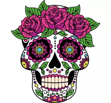 T-shirts crâne coloré floral - TenStickers