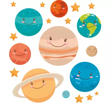 Tee shirt comme des garçons Planètes souriantes de dessin animé - TenStickers