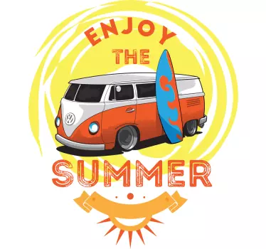 Van de dessin animé avec t-shirt de surf - TenStickers