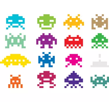 T-shirts envahisseurs de l'espace colorés - TenStickers