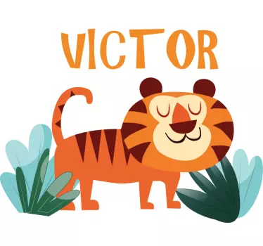 Tee-shirt enfant tigre mignon avec prénom - TenStickers